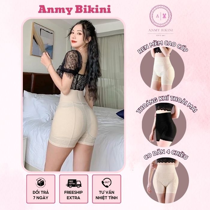Quần Độn Mông và Hông, Gen Bụng Mút Đệm Thông Hơi Thun Ren Mềm Co Giãn 4 Chiều Tạo Dáng Đồng Hồ Cát