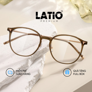 Gọng kính nữ Titanium cao cấp LATIO PREMIUM, kính mắt gọng tròn, điểm nhấn tại góc mắt, thanh lịch, hiện đại - P200