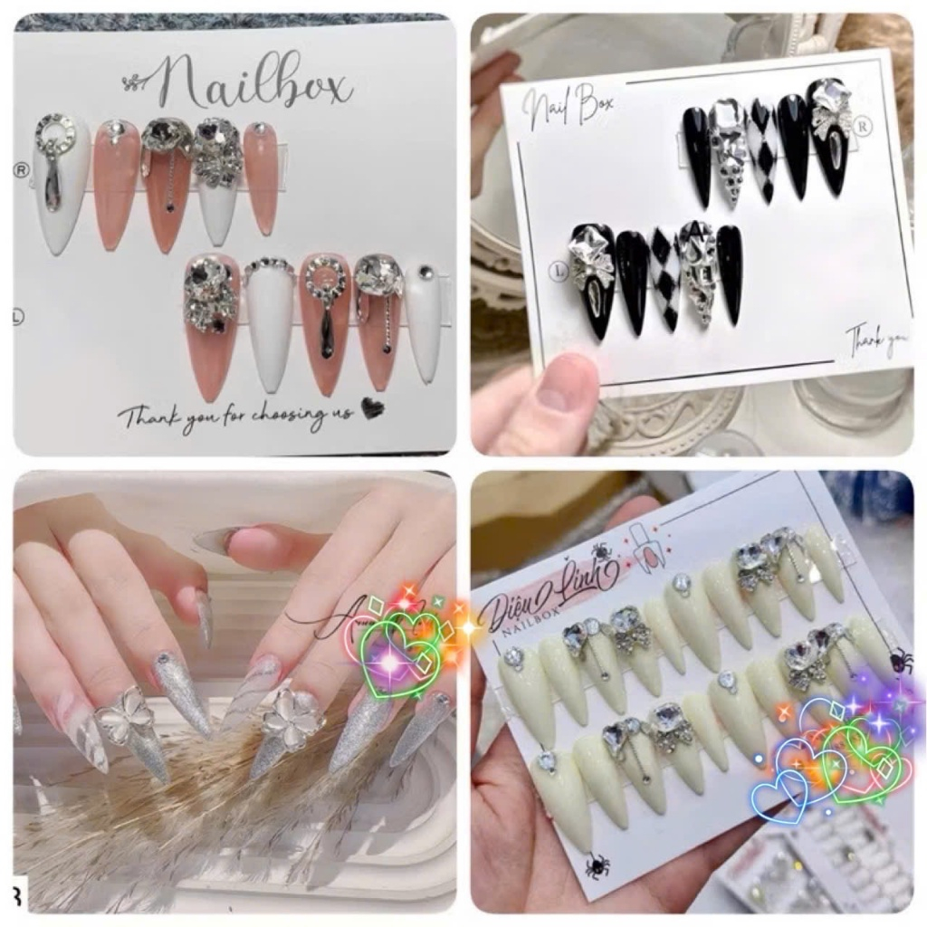 [sỉ 19k] Hộp 10 móng thiết kế Nail Box cao cấp  form móng thon đẹp đủ kích cỡ cho mọi người.