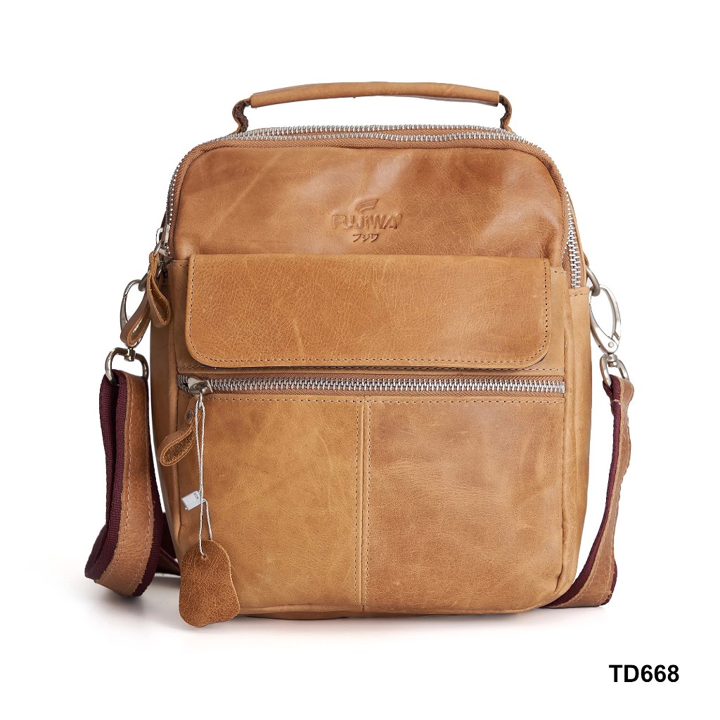 Túi Đeo Da Bò Nam Nữ Fujiwa'Style - TD668. Da Bò Mềm Mịn Và Độ Bóng Tự Nhiên. Free Size.