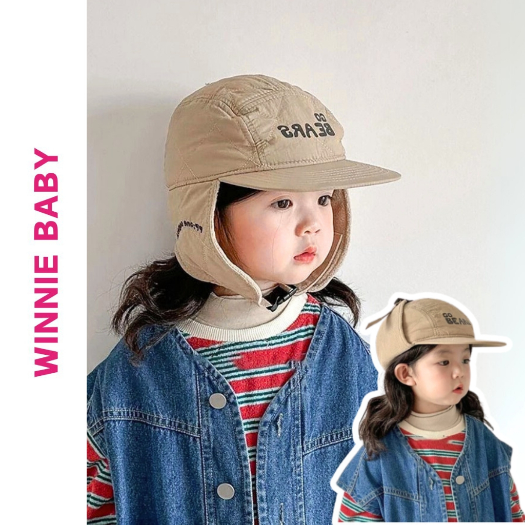 Mũ Trùm Đầu Cho Bé GO BEARS, Mũ Mùa Đông Cho Bé, Lót Lông Giữ Ấm Trùm Tai Chống Gió Lạnh Ngoài Trời 