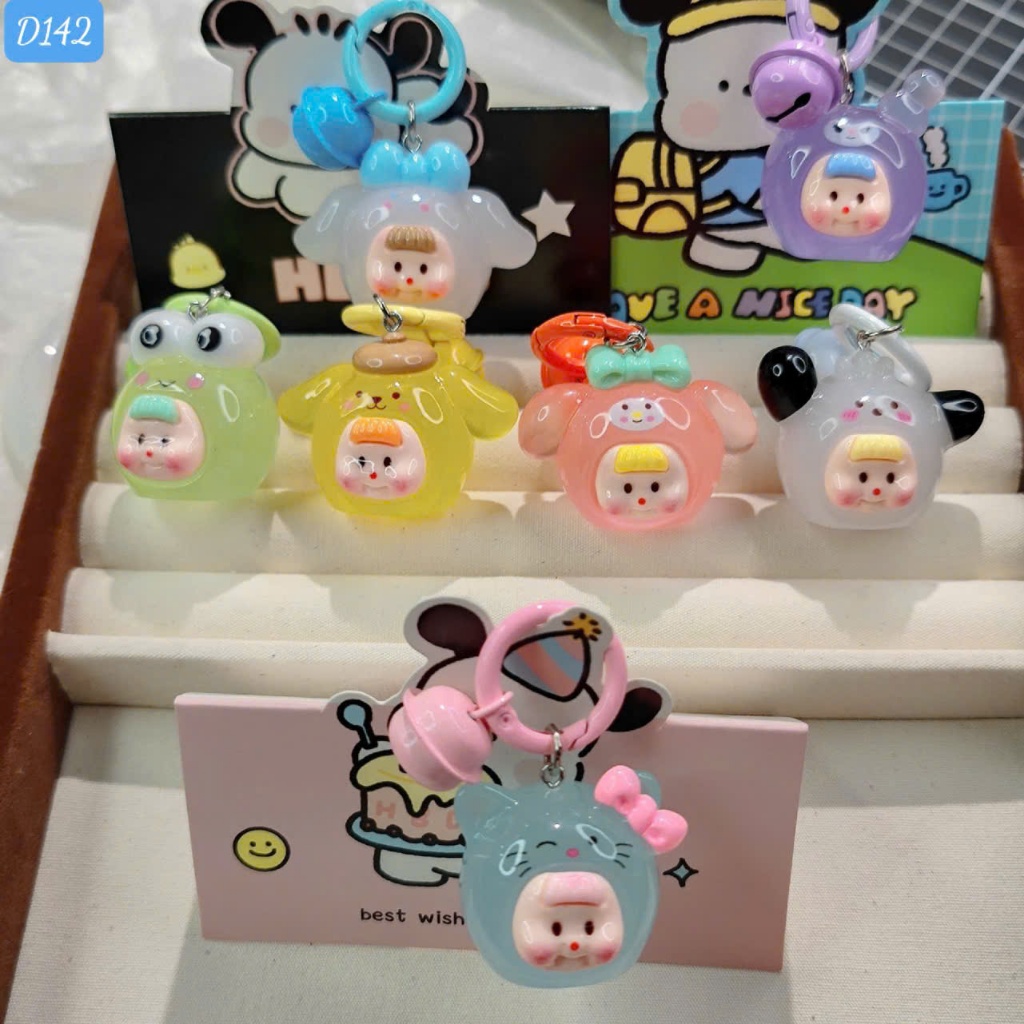 [Rẻ] Đồ Trang Trí Móc Khóa charm lububu phát sáng dễ thương, móc khóa lububu nhung, móc khóa thỏ đục