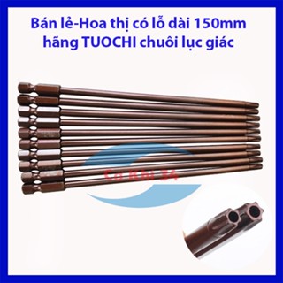  Bán lẻ - Mũi hoa thị cho máy khoan máy bắn vít chuôi lục giác có lỗ dài 150mm từ tính hãng TUOCHI 