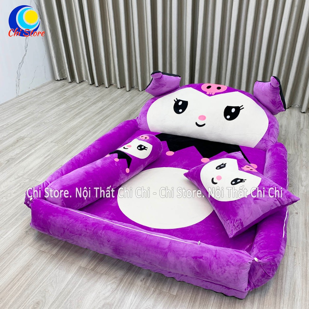 Giường Nệm Thú Kích Thước 1m6-1m1 Dày 5cm CÓ THÀNH Tiện Lợi Cho Bé Nằm Gấp Cong Được, Nệm Hình Thú N