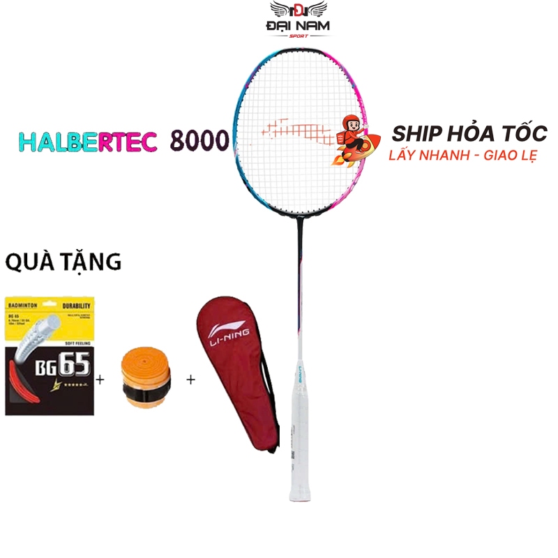 [SƠN LOGO] Vợt Cầu Lông Halbertec 8000 Căng Sẵn Từ 11kg Đến 13kg Full Carbon + Cuốn Cán Và Túi Đựng