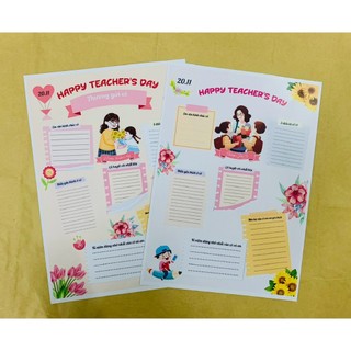 Set 5 tờ Giấy viết “ Thương gửi lời chúc kính yêu đến Thầy Cô giáo”