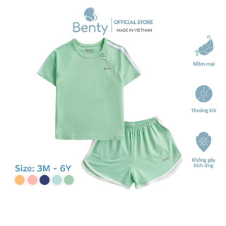 Bộ cộc tay cài chéo thể thao BENTY trơn basic, chất liệu mát mẻ, thoải mái cho bé vận động ngày dài