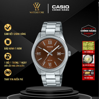 Đồng Hồ Nam Casio MTP-1302DD-5AVDF Dạ Quang Màu Nâu Đỏ Kim Trắng Mặt Kính Khoáng 38.5mm Chống Nước Dây Kim Loại Không Gỉ