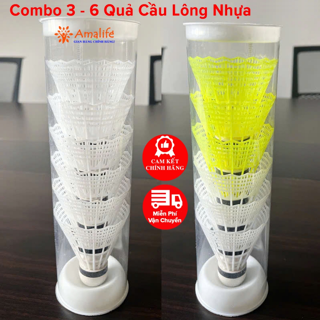 Combo 3 - 6 Quả Cầu Lông Nhựa Tập Luyện Đánh Trong Nhà Và Ngoài Trời Bền Và Ổn Định Chính Hãng Amalife