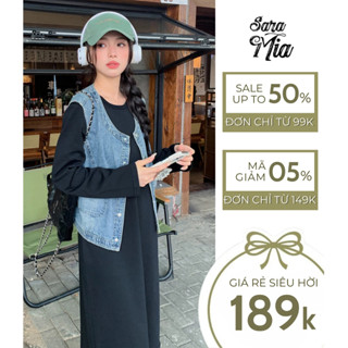 Áo khoác gile jean Saramia nữ croptop khoác bò denim dáng ngắn màu xanh hàn quốc Q4