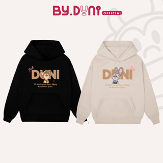 Áo Hoodie cặp đôi By.duni form rộng oversize, áo khoác nỉ cotton cặp unisex mẫu THỎ VÀ CÁO DUNI