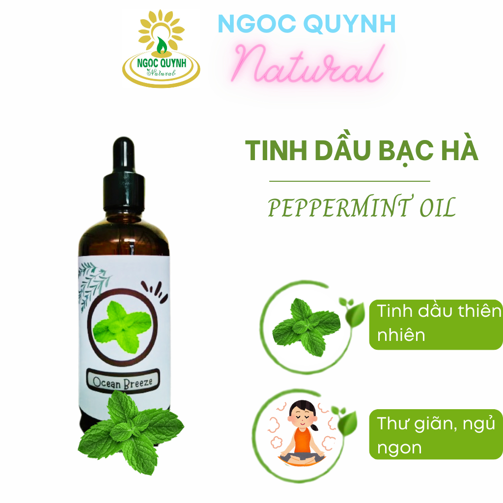 Tinh dầu bạc hà thiên nhiên nguyên chất - Xông phòng thơm mát, thư giãn, ngủ ngon - 10ml/ 50ml/ 100ml