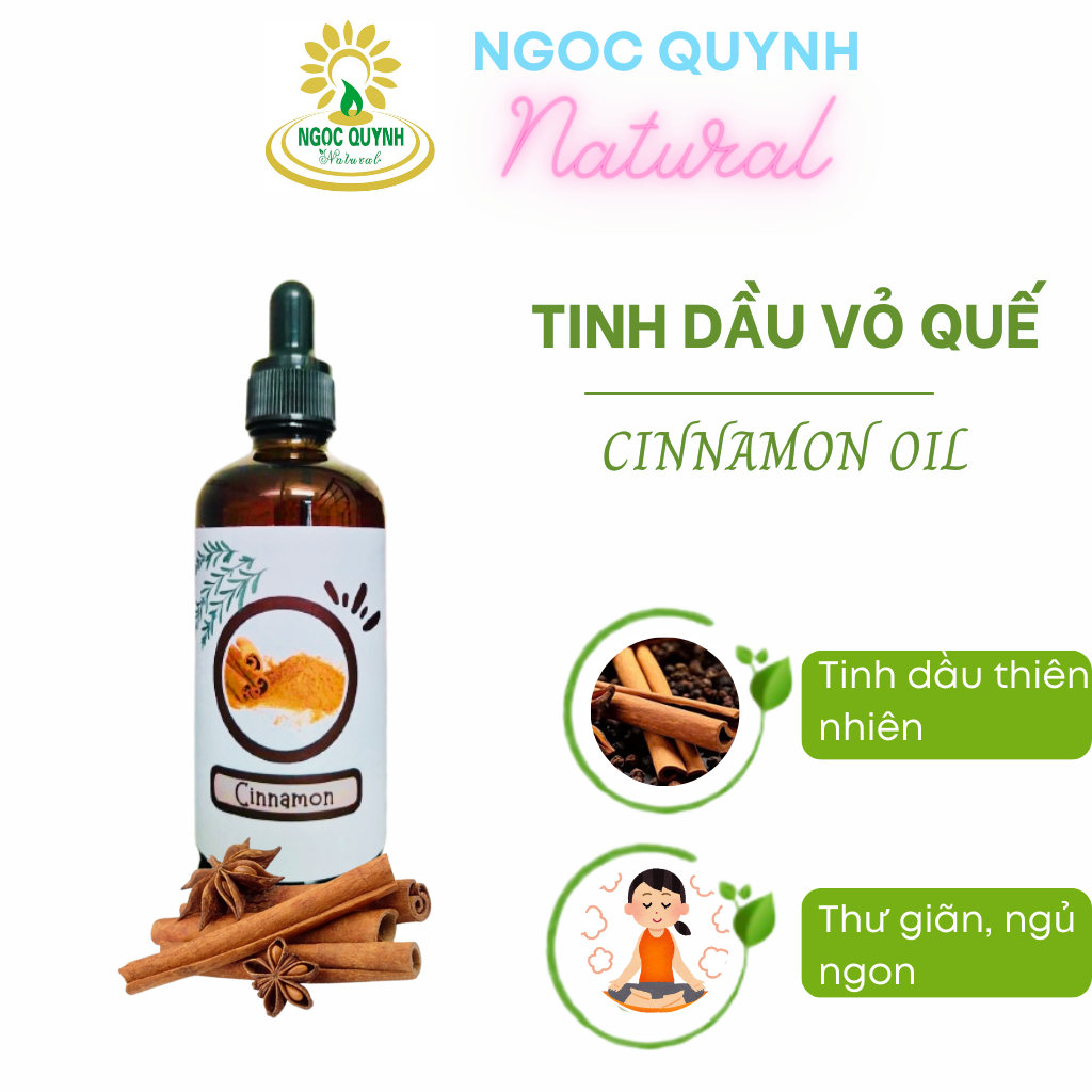 Tinh dầu Vỏ Quế thiên nhiên nguyên chất - Xông phòng thơm mát, thư giãn, ngủ ngon - 10ml/ 20ml/50ml/ 100ml