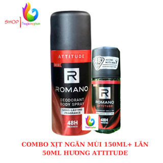 Combo Xịt Khử Mùi Romano Attitude 150ml + Lăn 50ml