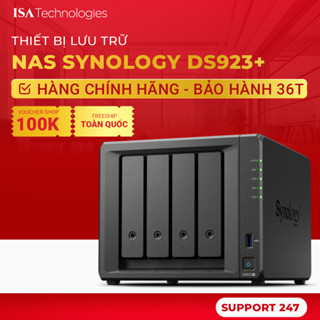 Thiết bị lưu trữ NAS Synology DS923+  AMD Ryzen R1600, 4GB, 2x 1GbE, 4 bay, hàng chính hãng