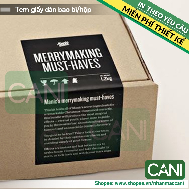 200c - 500c Tem giấy Decal dán hộp (Nền màu-Size lớn từ 6cm) In theo yêu cầu Sticker nhãn giấy niêm 