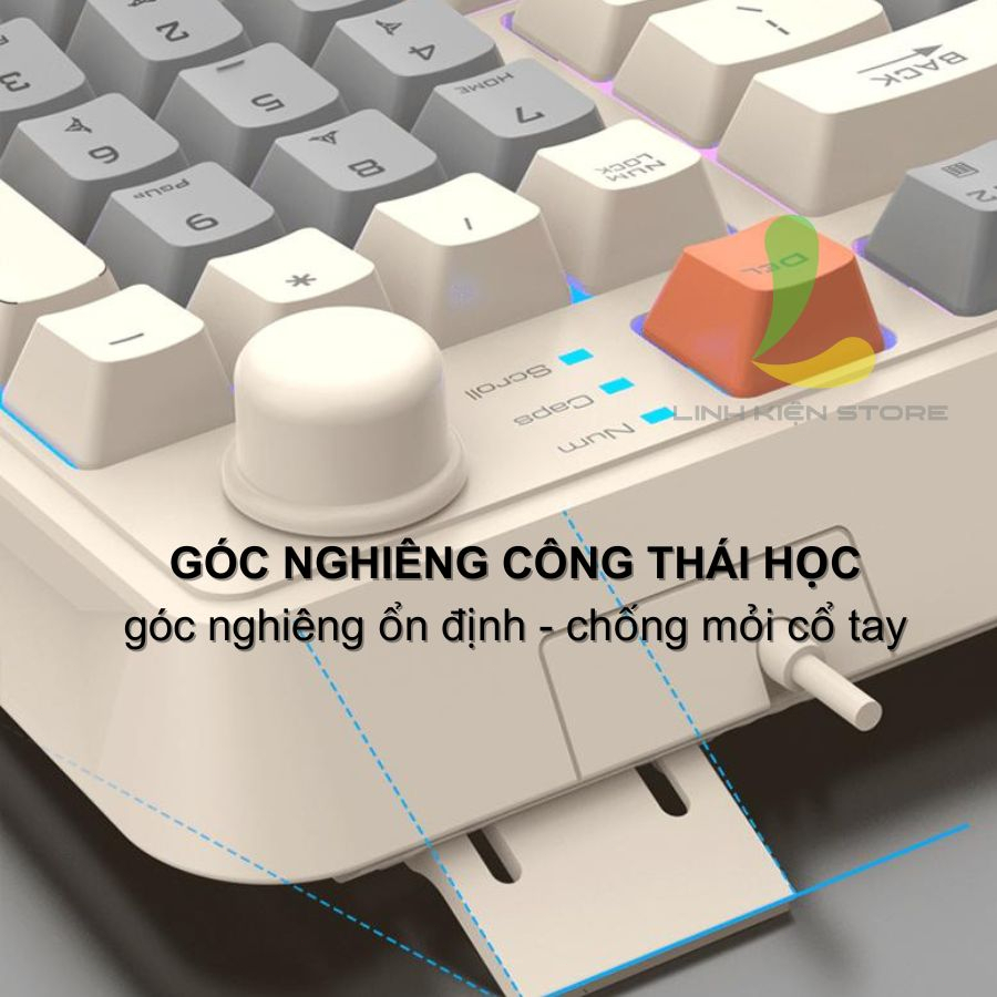 Bàn phím và Chuột giả cơ gaming XUNFOX K82 thiết kế 94 phím có đèn led 7 màu kèm theo nút vặn âm lượng | BigBuy360 - bigbuy360.vn