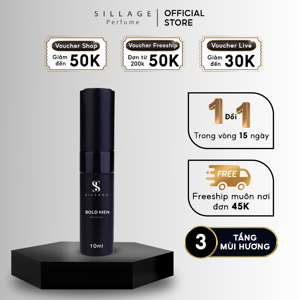 Nước Hoa Nam Sillage Perfume BOLD MEN Cuốn Hút, Táo Bạo, Nam Tính Dạng Chai Xịt 10ml - Blue Perfume