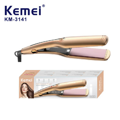 Máy Duỗi Tóc Có 4 Mức Chỉnh Nhiệt Tay Cầm Cong Oval Kemei Km 3141