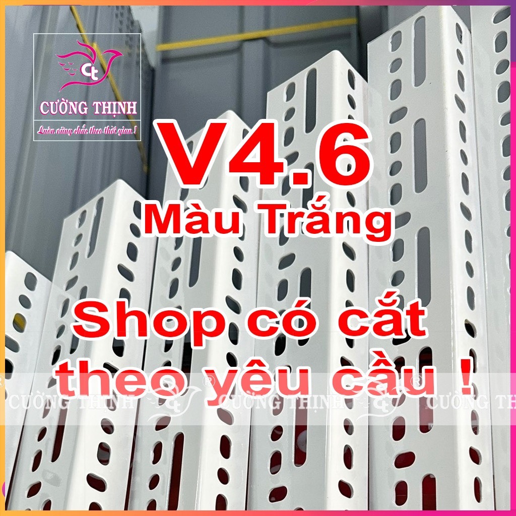 Thanh Sắt V Lỗ Đa Năng V4x6cm Màu Trắng- Đen Dầy 2mm. Thép V lỗ đa năng. Sắt Lắp Ghép Kệ V Lỗ