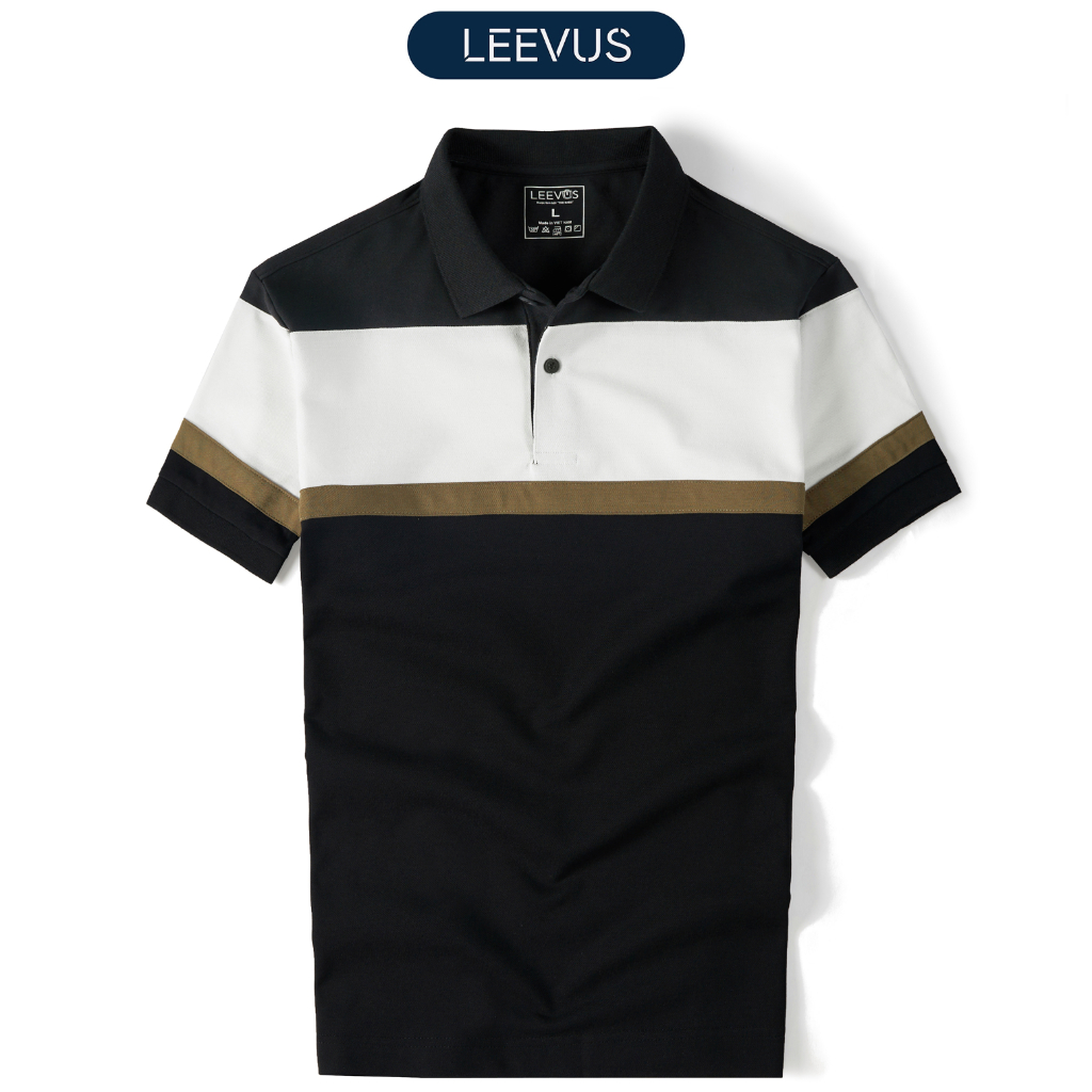 [TẶNG HỘP CHO ĐƠN TỪ 499K] Áo Polo nam STRIPED BLOCK LEEVUS phối màu, vải CVC cá sấu, form regular A