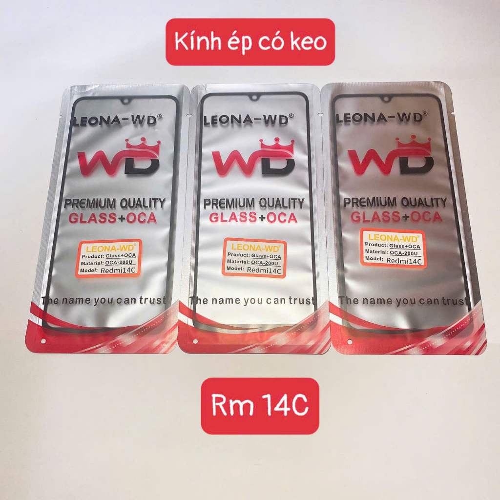 Kính xiaomi redmi 14c - 2411DRN47C, 2409BRN2CA - kính ép màn hình có keo oca redmi note 14c - kính é