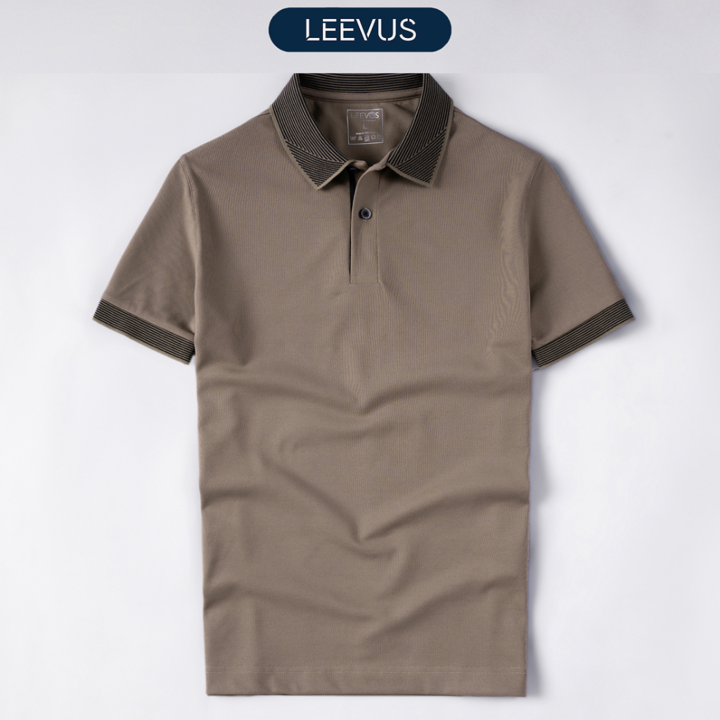 [TẶNG HỘP CHO ĐƠN TỪ 499K] Áo Polo nam STRIPED COLLAR LEEVUS phối sọc cổ, vải CVC cá sấu, form regular APL320
