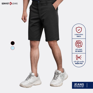 Quần Ngố Nam Vải Thô GENVIET Trẻ Trung Dáng Col Đứng, Quần Ngố Kaki Nam Form đứng Trơn Cơ Bản T1303C2222