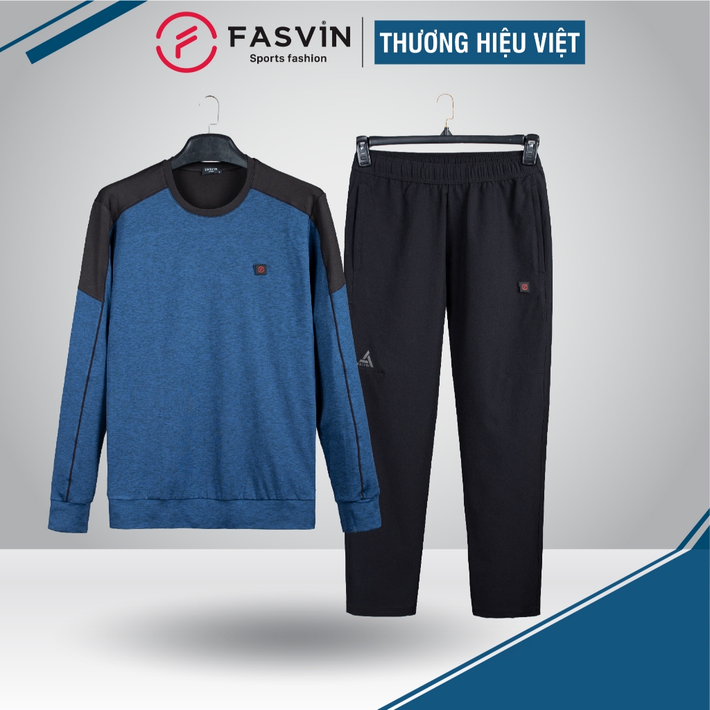 Bộ quần áo thể thao nam FASVIN AD22530+DC22532.HN quần ống suông hàng nhà máy chính hãng
