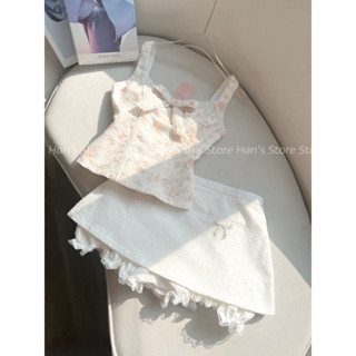 [HAN’S STORE]SET ÁO CORSET PHỐI NƠ VÀ VÁY QUẦN BÍ CHẤT COTTON THÊU CHUẨN FORM(ẢNH THẬT)