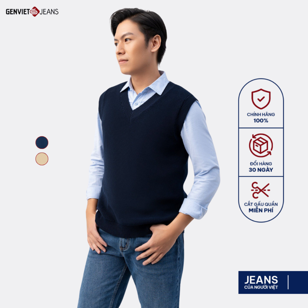 Áo Len Gile Nam GENVIET Chất Liệu Len Cao Cấp Dễ Phối Đồ, Áo Gile Nam Dáng Ôm Vừa Thoải Mái Khi Mặc 