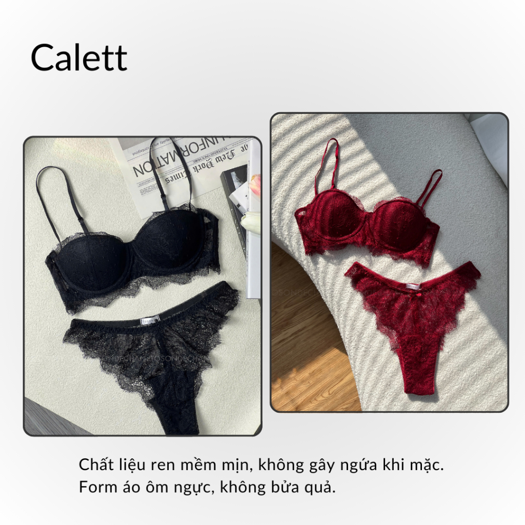 Bộ Đồ Lót Thiết Kế Calett Ren Mi Xinh Xắn, Mút 1cm May Liền (Hình Thật - Che Tên Sản Phẩm) | BigBuy360 - bigbuy360.vn