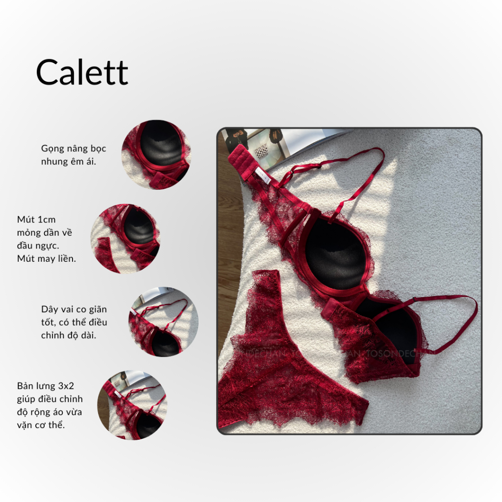Bộ Đồ Lót Thiết Kế Calett Ren Mi Xinh Xắn, Mút 1cm May Liền (Hình Thật - Che Tên Sản Phẩm) | BigBuy360 - bigbuy360.vn