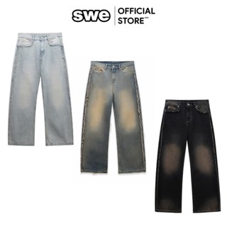 Quần Jeans Unisex Nam/Nữ Ống Rộng Local Brand SWE EDGE WASHED JEANS - Đen/Xanh/Xanh nhạt