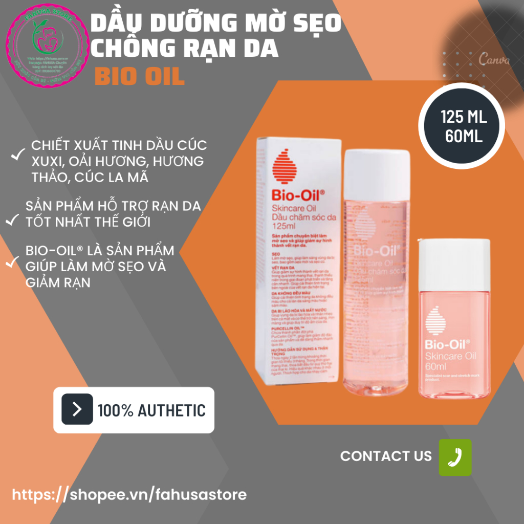 Dầu chống rạng da Bio Oil lọ 60-125ml bản Úc date 2027