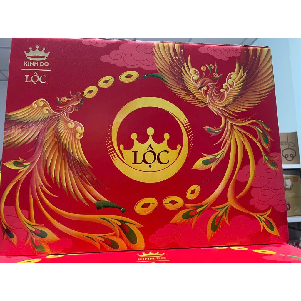 Bộ Quà Bánh Tết Kinh Đô Lộc Phát - Hộp Giấy 1,077G - CÓ TÚI GIẤY