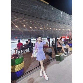 Set áo tay dài và chân váy thể thao tennis pickleball màu tím (có quần bảo hộ) S0018 - From nhỏ