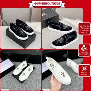  Giày Lười Nam Chorme Heart Đính Họa Tiết Chữ T Cực Đẹp - Giày Lười Nam Chất Da Cao Cấp 