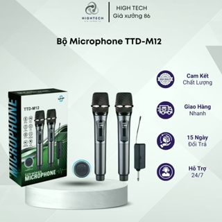 Mic hát karaoke Mic không dây TTD M12 Chống hú Chống nhiễu Màn hình LCD Dùng cho Loa kéo Amply Amly