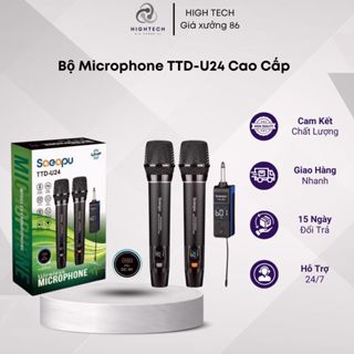 Mic hát karaoke Mic không dây TTD U24 Cao Cấp Chống Hú, Nhiễu Màn Hình LCD Dùng Cho Loa Kéo amply