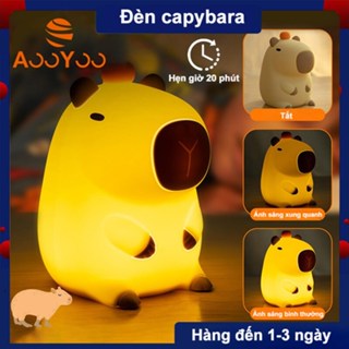 【HCM Đèn Ngủ Capybara LED - Đèn ngủ Capybara cảm ứng cute silicon điều chỉnh độ sáng decor, quà tặng bạn gái, sinh nhậ