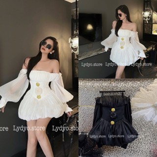 Váy đầm quây cúp ngực, trễ vai cổ thuyền, váy ống quây dài tay chân váy bồng thiết kế cao cấp sang chảnh dự tiệc cưới