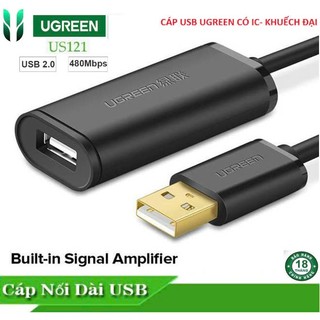 [Mã ELMS10 giảm 6% đơn 50K] Cáp USB 2.0 Nối Dài Ugreen 10321 10319 US121(Male-female IC Khuếch Đại)