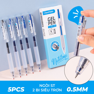  Bút Gel Bấm Ngòi 0.5mm Mực Xanh Đen CLASSMATE - Bút Bi Gel Bấm NOTETIME Dành Cho Học Sinh Văn Phòng GP112 