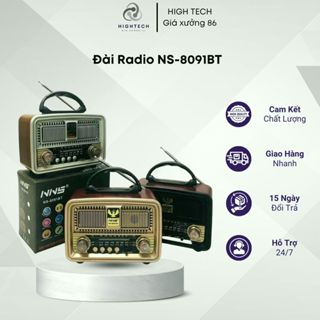 Đài radio NNS 8091BT có bluetooth, FM-AM/FM/SW, loa đài NNS-8091BT cổ điển nghe nhạc USB, thẻ nhớ TF