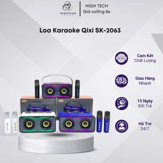 Loa Bluetooth Karaoke Qixi SK 2063 Kèm 2 Mic Mẫu Mới Hot, Loa Mini Không Dây Bass Chuẩn Mic Hát Tốt