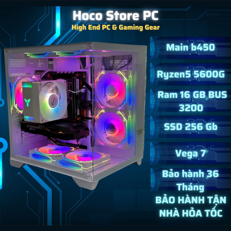 PC Gaming VSP 556X2T Cpu R5 5600G Ram 16G, Vega 7 SSD 256Gb Chiến Mượt Game Online Fifa Csgo Đột Kíc