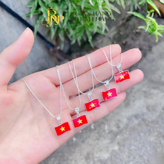  Dây chuyền mặt cờ đỏ s.ao vàng chất liệu bạc BNP 
