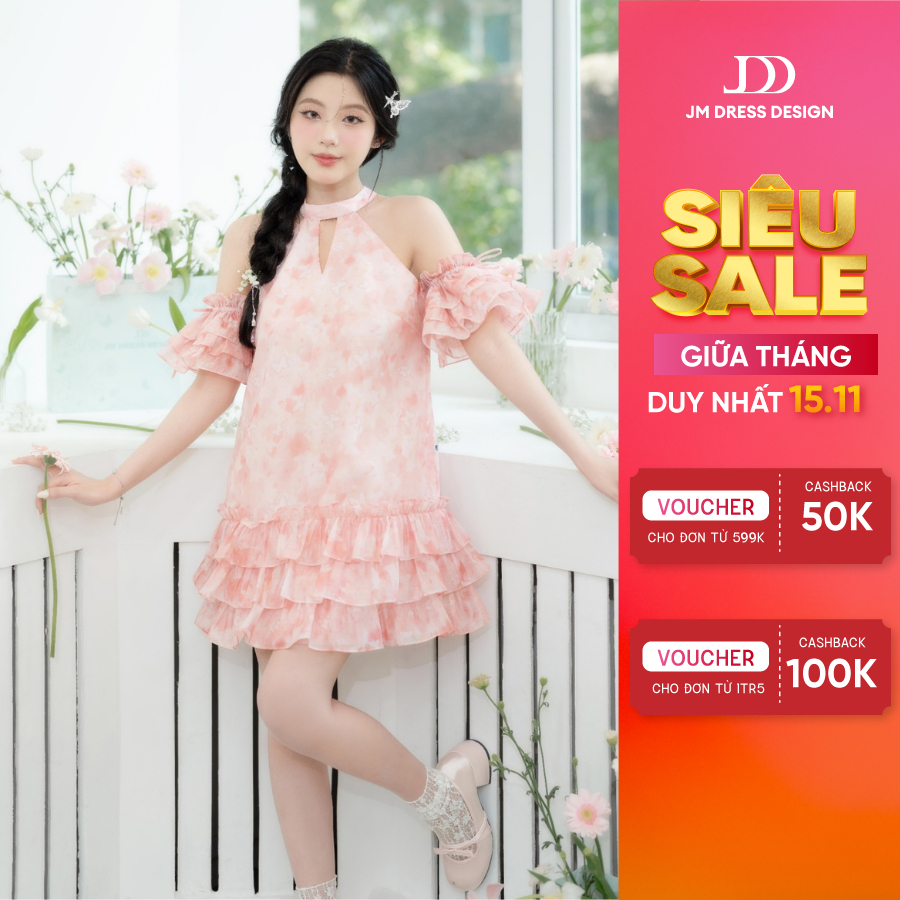 Đầm suông chân bèo cổ yếm JM Dress Design 1R09.2403OG