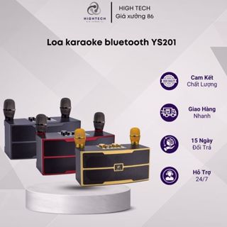 Loa Bluetooth Karaoke Kèm 2 Mic YS-201 Không Dây, Kèm 02 Mic Hát Công Suất Lớn 30W, Hát Cực Hay
